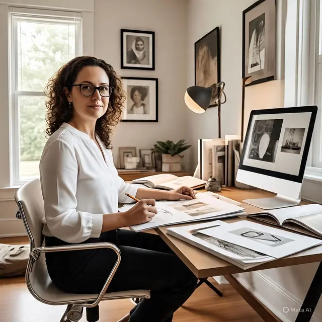 Ilustrasi seseorang yang sedang mengerjakan desain interior. Foto: Meta AI