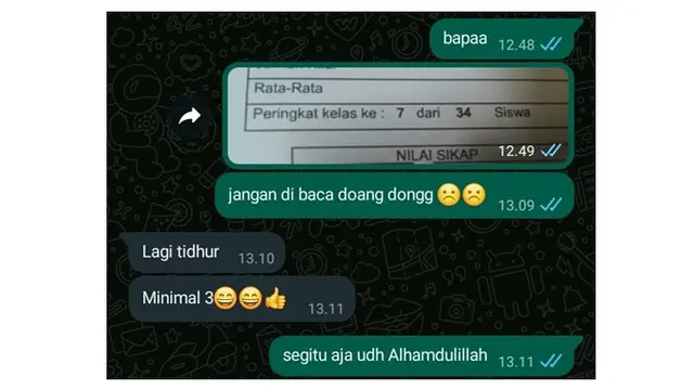 6 Chat Orangtua Tuntut Anaknya Dapat Nilai Bagus Ini Bikin Senyum Tipis