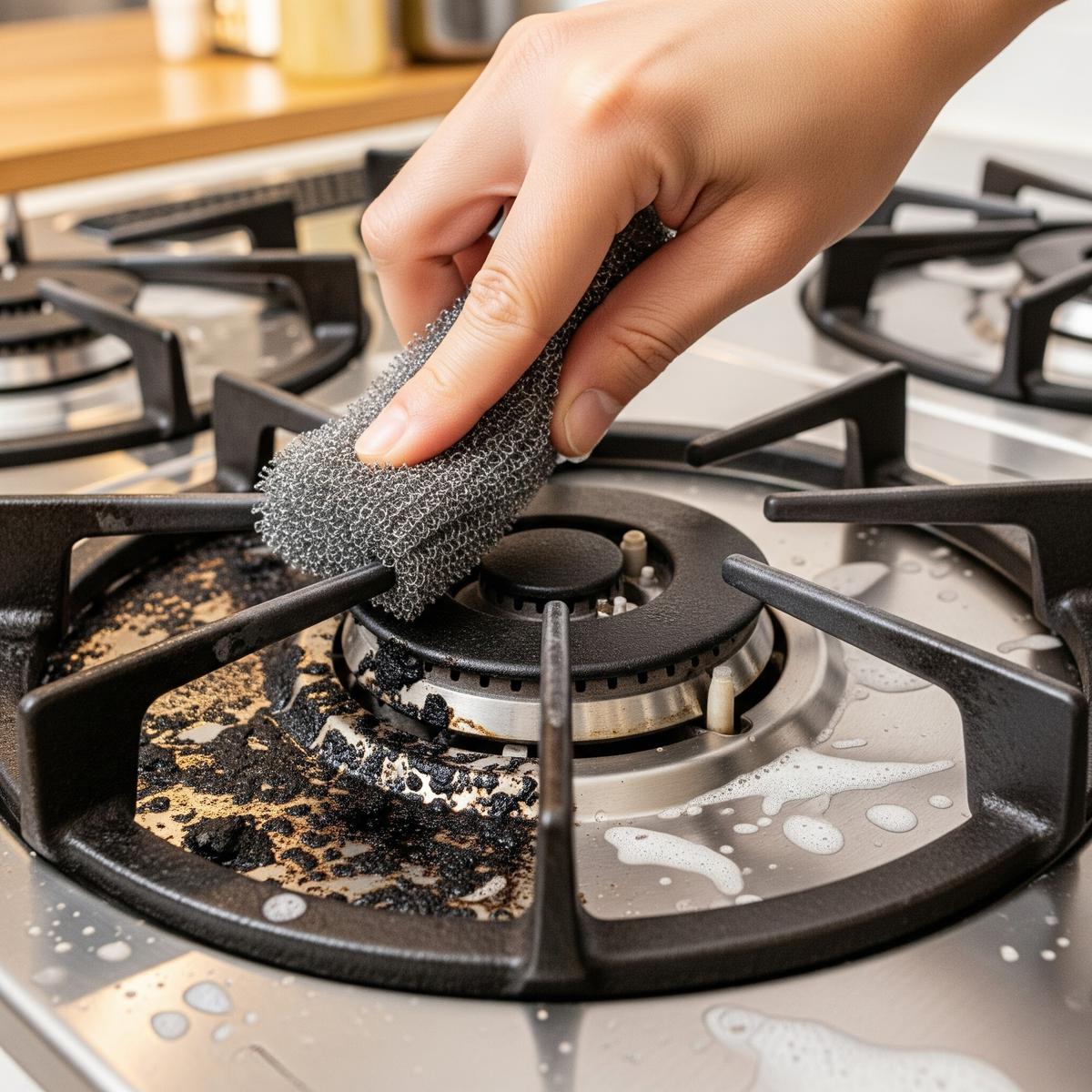 Cara Membersihkan Kerak Hitam di Kompor Gas yang Susah Hilang (AI)