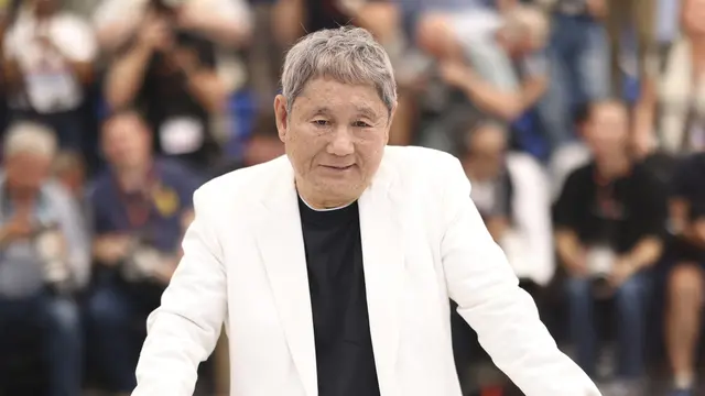 Takeshi Kitano di Festival Film Cannes. (Vianney Le Caer/Invision/AP)