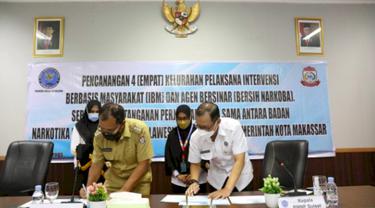 Pemerintah Kota Makassar bersama Badan Narkotika Nasional (BNN) Provinsi Sulawesi Selatan berkomitmen untuk memberantas penyebaran narkoba di Kota Makassar (Liputan6.com)
