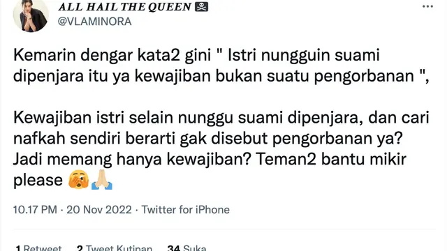 Unggahan Nora Alexandra. (Foto: Dok. Twitter @VLAMINORA)