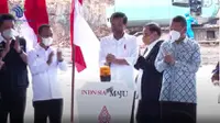 Presiden Joko Widodo (Jokowi) meresmikan pembangunan pabrik gasifikasi batu bara menjadi Dimetil Eter (DME) di Muara Enim, Sumatera Selatan, Senin (24/1/2022.