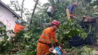 Hujan deras disertai angin kencang menyebabkan pohon tumbang di Kota Bogor, Jawa Barat, Sabtu (4/10/2025) sore. (Foto: BPBD Kota Bogor).