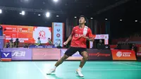 Tunggal putra Indonesia, Saut Marcellyno, menang 21-3 dan 21-2 atas Yazan Saigh di pertandingan pertama Kejuaraan Bulutangkis Beregu Asia 2024 di Shah Alam, Malaysia, Selasa (13/2/2024). (Bola.com/Dok. PBSI)