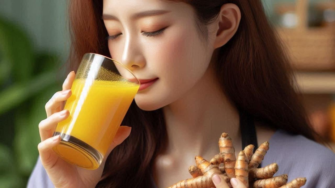 Ilustrasi Minum Jamu Kunyit Asem