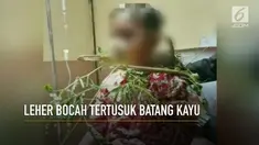Bocah asal Karawang, Jawa Barat, jatuh ke selokan dan terluka di bagian leher.