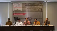 LSI merilis temuan survei masional tentang efek kinerja pemberantasan korupsi terhadap dukungan untuk Jokowi. (Liputan6.com/Delvira Hutabarat)