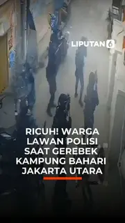 Ricuh! Warga Lawan Polisi saat Gerebek Kampung Bahari Jakarta Utara