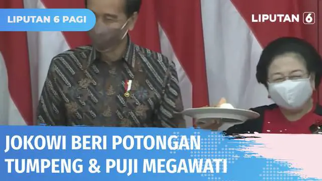 Dalam Rapimnas PDIP, Presiden Jokowi dapat kejutan tepat di hari ulang tahun ke-61. Tak hanya memberi potongan tumpeng pertama, Jokowi juga memberi pujian Megawati cantik dan kharismatik.