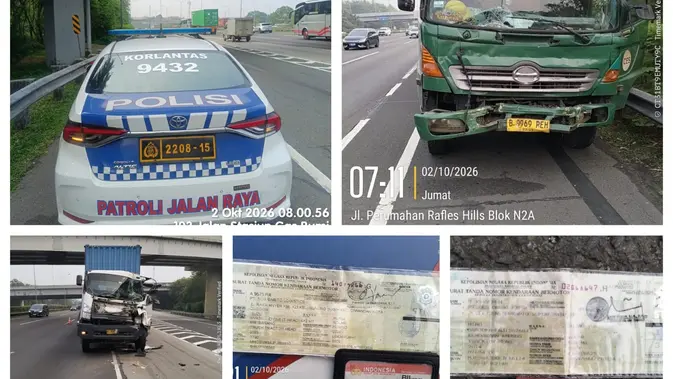Tabrakan Dua Truk Tronton Lumpuhkan Ruas Tol Jagorawi