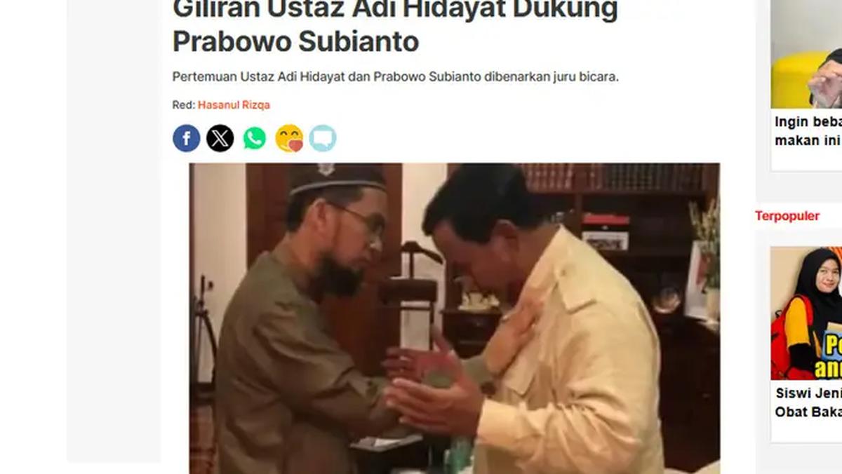 Penelusuran klaim foto Ustaz Adi Hidayat resmi menggantikan Gus Miftah sebagai Utusan Khusus Presiden.
