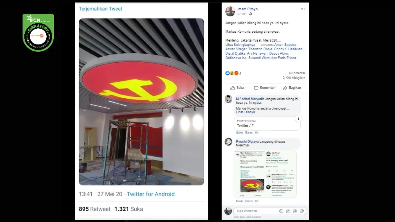 Penelusuran Klaim Foto Markas Komunis di Jakarta Pusat yang Sedang Direnovasi