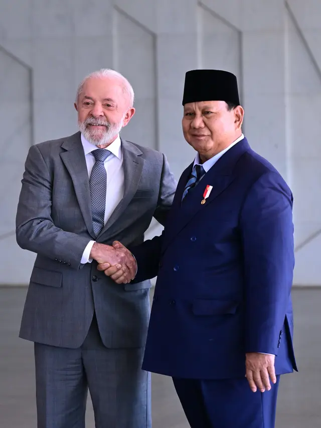 Presiden Prabowo Subianto dan Presiden Brasil Luiz Inácio Lula da Silva.