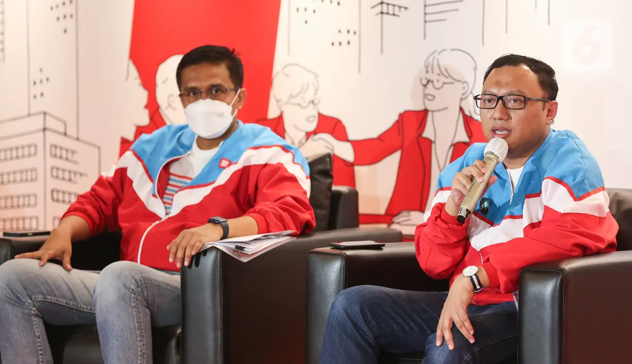 Direktur Operasi LinkAja Widjayanto memberikan paparan pada Media Gathering Layanan Business Solution LinkAja (16/12/2021). Inovasi layanan Business Solution LinkAja, telah meningkatkan performa bisnis dengan proses penyaluran dana operasional yang lebih aman dan efisien. (Liputan6.com/Fery Pradolo)