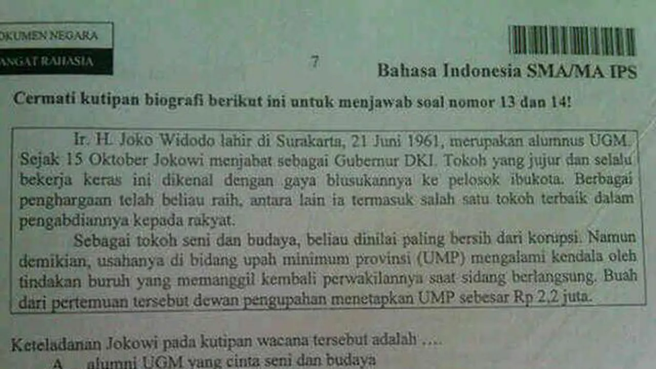 Dituding Kampanye dalam Soal UN, Ini Kata Jokowi