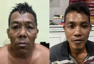 Dua pelaku pencurian puluhan besi rel kereta api di Way Kanan, Lampung diringkus polisi. (Istimewa).