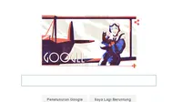 Pilot cantik bernama Jean Batten yang jadi Google Doodle hari ini (Sumber: Screenshoot)