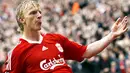 Liverpool&#039;s Dutch forward Dirk Kuyt celebrates after scoring the winning goal against Wigan Athletic during their EPL football match at Anfield in Liverpool on October 18, 2008. Liverpool won the game 3-2. AFP PHOTO/PAUL ELLIS