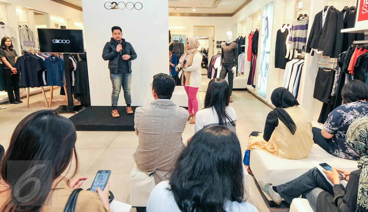 Brand Manager G2000, Tomy Jap saat peluncuran winter collection 2015 di Grand Indonesia, Jakarta, Selasa (15/12/2015). (Liputan6.com/Yoppy Renato)