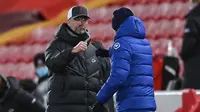 Manajer Liverpool, Jurgen Klopp Vs manajer Chelsea, Thomas Tuchel. (AFP/Laurence Griffiths)