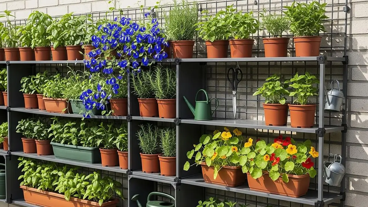 Kebun Sayur dan Herbal Pakai Rak Susun Dinding Rumah