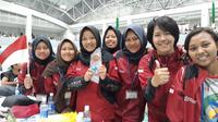 Tim Youth Putri Indonesia yang berjaya di Kejuaraan Dunia Arung Jeram 2017 di Sungai Yoshino, Tokushima, Jepang, yang berakhir, Senin (9/10/2017). (Humas Tim Indonesia)
