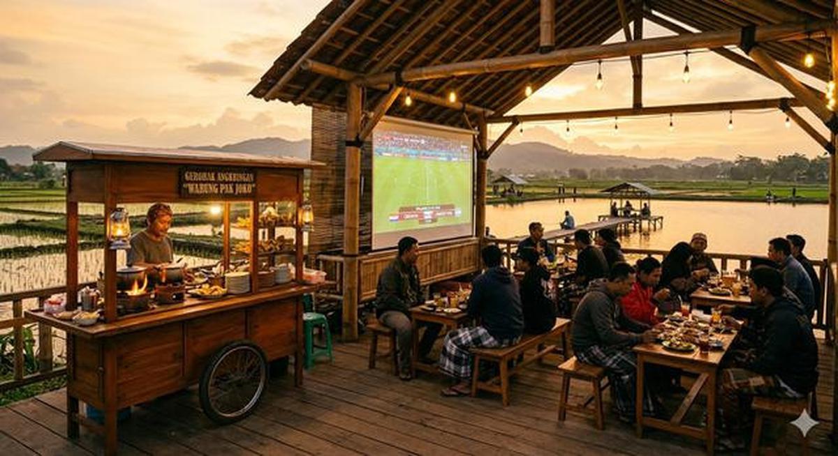 6 Inspirasi Desain Angkringan di Desa dengan Tempat Nobar Piala Dunia, Modern dan Estetik