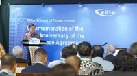 Mantan Wapres RI Jusuf Kalla (JK)&nbsp;dalam forum refleksi untuk memperingati 20 tahun Perjanjian Damai Aceh yang digelar Economic Research Institute for ASEAN and East Asia (ERIA) melalui ERIA School of Government (SoG) di Jakarta, Rabu (13/8/2025). (Dok. ERIA)