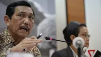 Menko Polhukam, Luhut Pandjaitan saat menggelar konferensi pers di Kantor Kemenkopolhukam,  Jakarta, Senin (12/10). Menurut Luhut, el nino menjadi tantangan utama mengatasi kebakaran lahan dan hutan pada tahun ini. (Liputan6.com/Faizal Fanani)