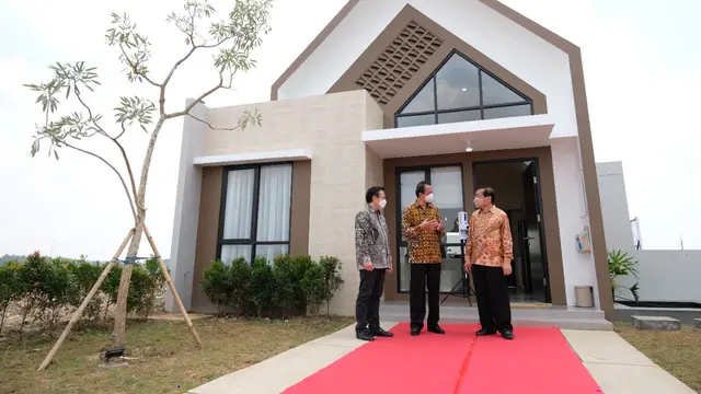 Peresmian enam rumah contoh atau show unit Kota Podomoro Tenjo, Bogor, Jawa Barat, Sabtu (30/10/2021).
