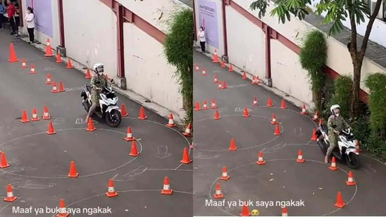 Kelakuan Unik Ibu-Ibu, Ujian SIM Motor Saja Sudah Berani Lawan Arah