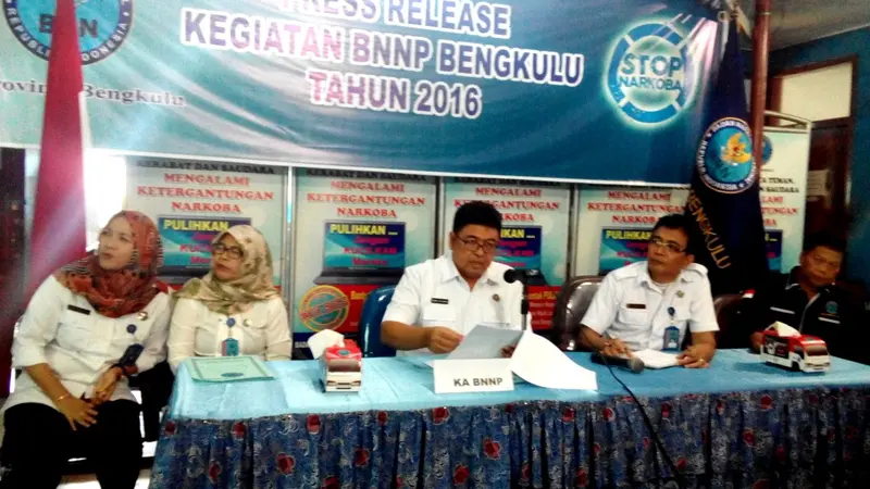 BNNP Bengkulu Rehab 586 Orang Pengguna Narkoba Selama 2016