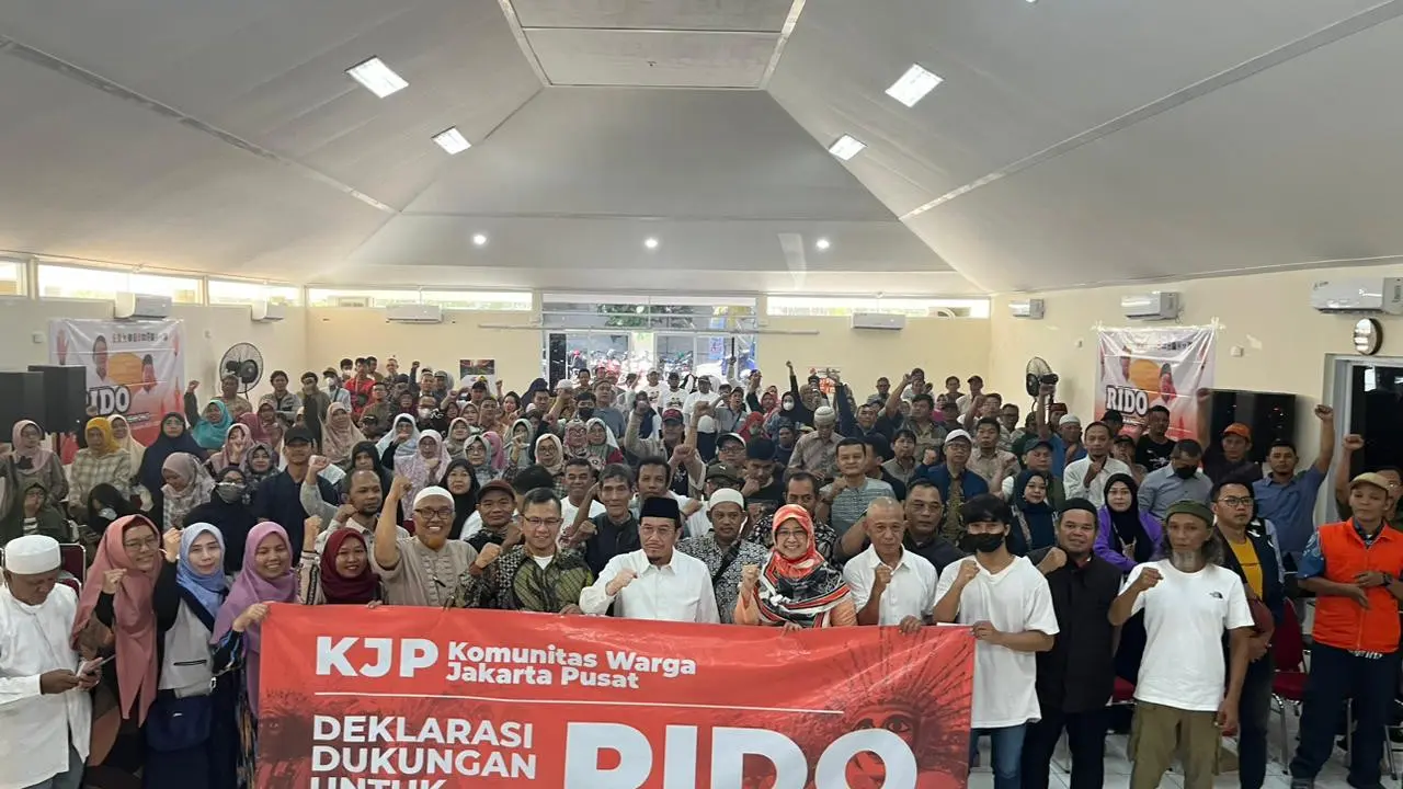 Komunitas Warga Jakarta Pusat (KJP) mendeklarasikan dukungan untuk calon gubernur dan wakil gubernur Daerah Khusus Jakarta Ridwan Kamil-Suswono (RIDO), pada Sabtu (14/9/2024).