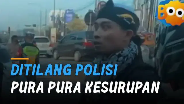 Ada-ada saja tingkah aneh seorang pria ini ketika ditilang polisi ia pura-pura kesurupan.