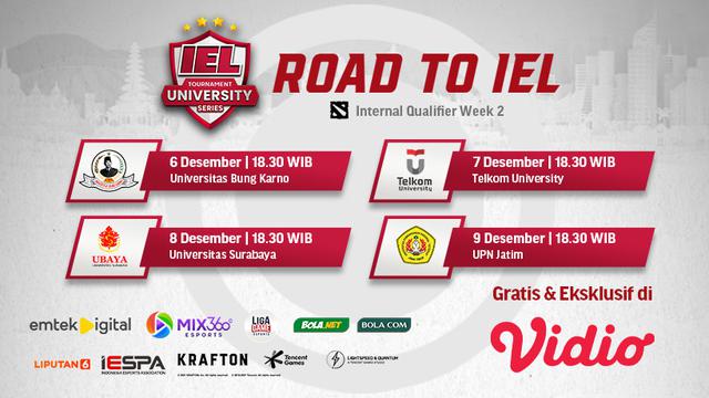 Link Live Streaming Road to IEL University Season 4 : Dota 2 Internal Qualifier Matchweek 2 di Vidio
