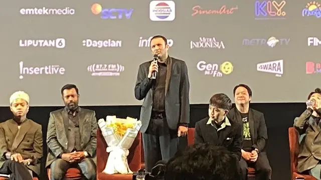 Jimmy Lalwani dalam konferensi pers film Harusnya Horror di Jakarta, Kamis  (13/8/2026). (Liputan6.com/Nola Vemiliana)