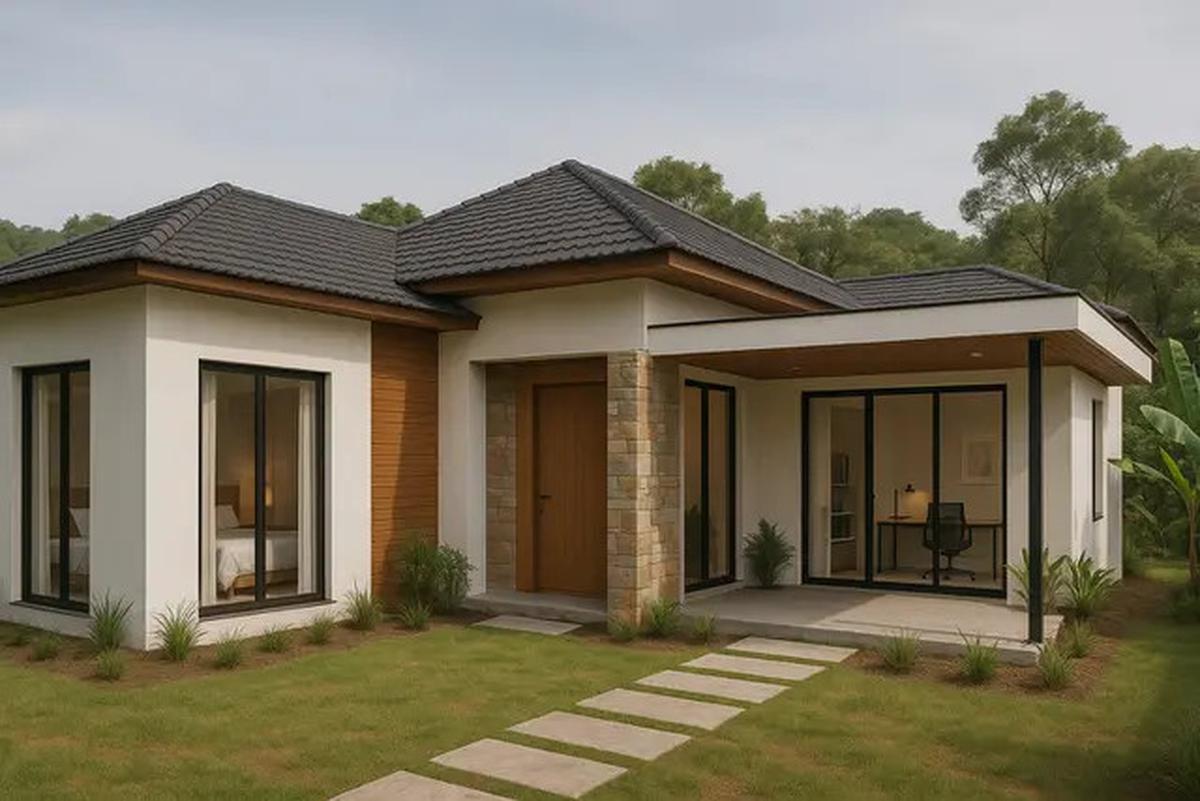7 Desain Rumah L-Shape dengan 3 Kamar Tidur, Tampilkan Suasana Rapi