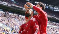 The Reds sejatinya unggul terlebih dahulu melalui gol Mohamed Salah pada menit ke-29 sebelum disamakan oleh tuan rumah pada babak kedua lewat Beto Betuncal. (AP Photo/Ian Hodgson)