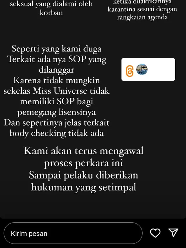 Pernyataan sikap Mellisa Anggraini, kuasa hukum Rio Motret. (Foto: Dok. Instagram @mellisa_anggraini1z)