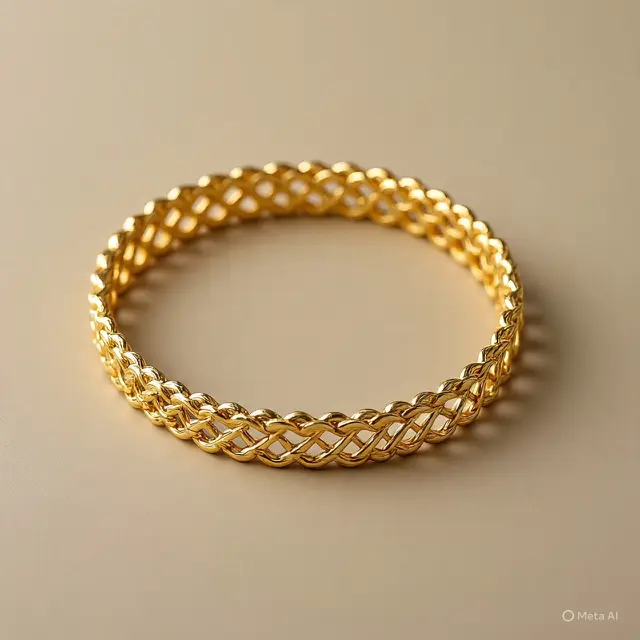 Gelang Mesh Emas Kuning Motif Anyaman (Created by Meta AI)