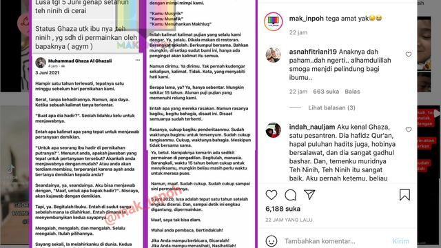 Tangkapan layar status teks Facebook Muhammad Ghaza Al Ghazali, putra Aa Gym yang dipublikasikan akun gosip Instagram. (Foto: Dok. Instagram @mak_inpoh)