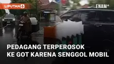 Kejadian berlangsung di depan SMKN 3 Yogyakarta, Senin sore (05/01/2024). Pedagang es batu menyenggol mobil saat hendak jalan akibat jalanan licin