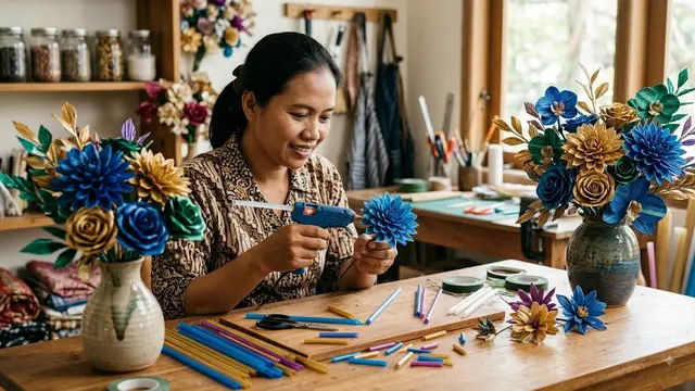 Cara Membuat Bunga dari Sedotan Plastik.AI Generated