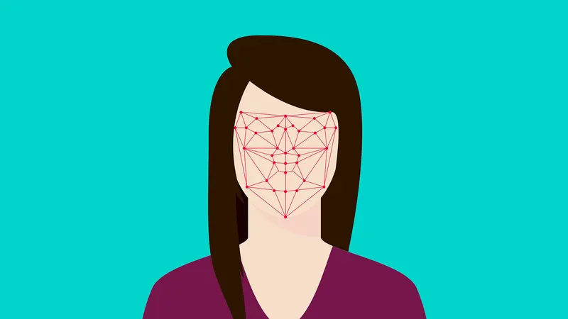 Ilustrasi facial recognition, pengenalan wajah