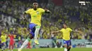 <p>Timnas Brasil,&nbsp;Vinicius Junior merayakan gol pertama timnya ke gawang Korea Selatan saat laga 16 besar Piala Dunia 2022 yang berlangsung di 974 Stadium, Selasa (06/12/2022). (AP/Jin-Man Lee)</p>