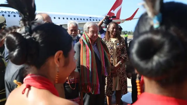 Sekjen PBB Antonio Guterres mengunjungi Timor Leste pada Rabu (28/8/2024). (Foto. UN Photo/Kiara Worth)