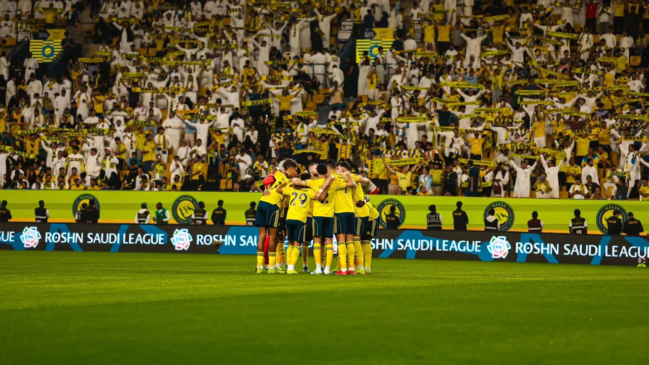 Skuad Al Nassr saat bermain melawan Al Najma di pekan ke-27 Liga Arab Saudi di Al-Awwal Park, Sabtu (04/04/2026) dini hari WIB.
