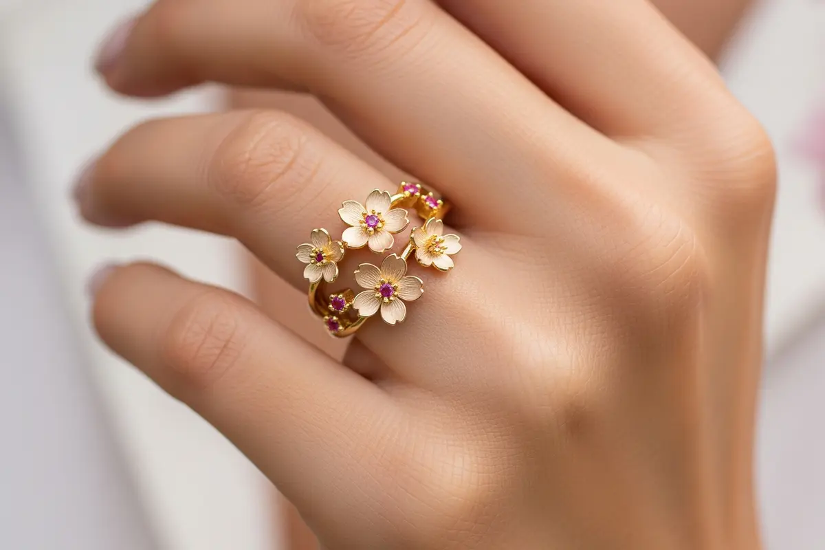Model Cincin Emas Motif Bunga