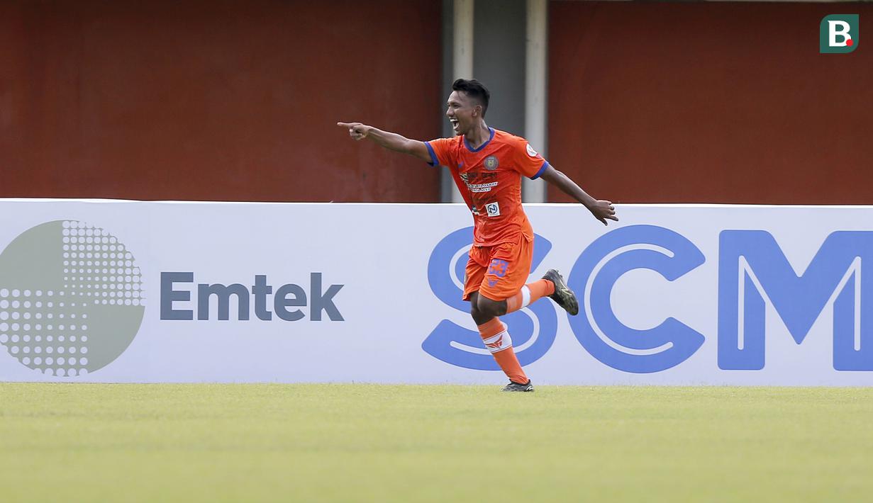 Assanur Rijal menjadi pahlawan Persiraja di laga ini setelah sukses mencetak hattrick melawan Persita Tangerang. (Bola.com/Arief Bagus)